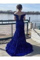 Royal Blue Sheath Off the Shoulder Sweep Train Prom Dress York