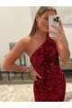 Pink Sheath One Shoulder Sweep Train Prom Dress York