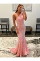 Pink Sheath One Shoulder Sweep Train Prom Dress York