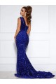Royal Blue Mermaid One Shoulder Court Train Prom Dress / Evening Dress York