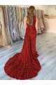 Burgundy Sheath One Shoulder Court Train Prom Dress York