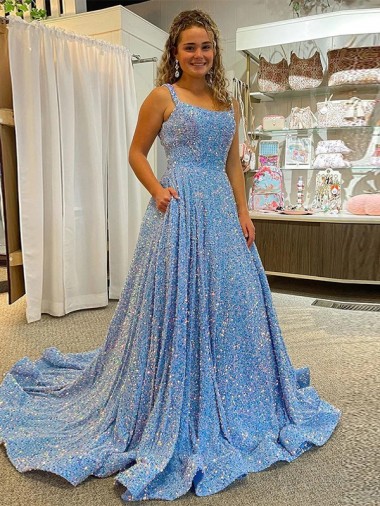 Shown Color A-Line Scoop Neck Court Train Prom Dress / Evening Dress York