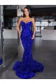 Royal Blue Mermaid Spaghetti Straps Sweep Train Evening Gown / Prom Dress York