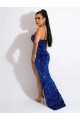 Royal Blue Sheath Spaghetti Straps Sweep Train Evening Dress York