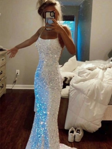 Shown Color Sheath Spaghetti Straps Sweep Train Evening Dress York