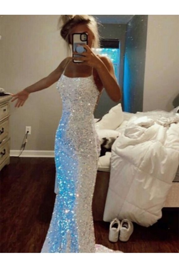 Shown Color Sheath Spaghetti Straps Sweep Train Evening Dress York