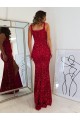 Burgundy Sheath Square Neck Long Prom Dress York