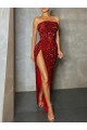 Burgundy Sheath Strapless Long Prom Dress / Evening Dress York
