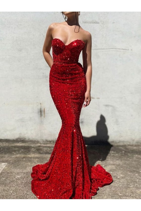 Burgundy Mermaid Sweetheart Court Train Prom Dress / Evening Gown York