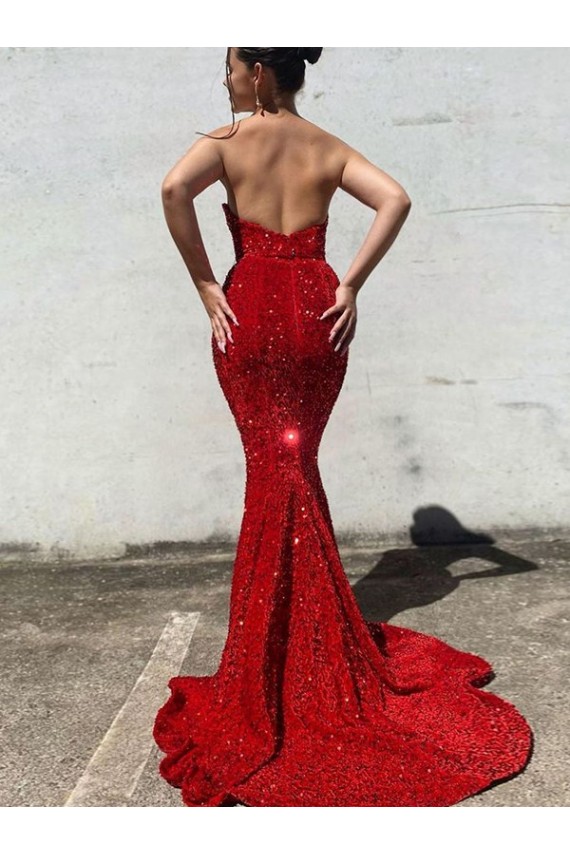 Burgundy Mermaid Sweetheart Court Train Prom Dress / Evening Gown York