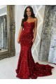 Burgundy Sheath Sweetheart Court Train Evening Dress York