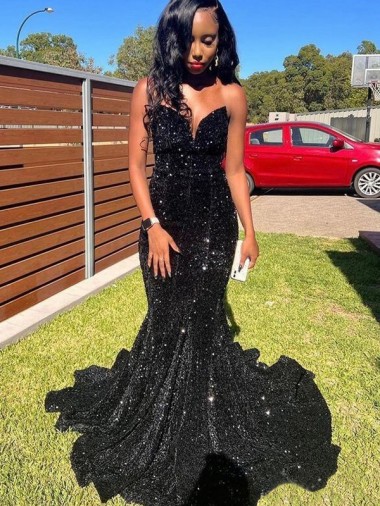 Black Mermaid Sweetheart Long Prom Dress York