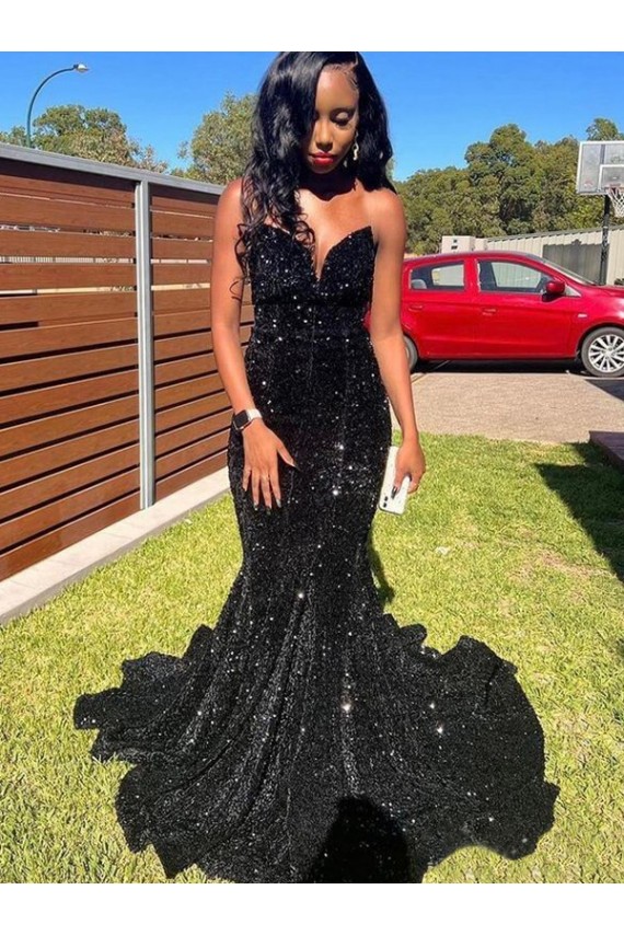 Black Mermaid Sweetheart Long Prom Dress York