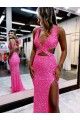 Shown Color Sheath V-Neck Long Sweep Train Evening Dress York