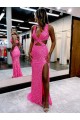 Shown Color Sheath V-Neck Long Sweep Train Evening Dress York