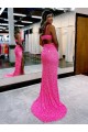 Shown Color Sheath V-Neck Long Sweep Train Evening Dress York