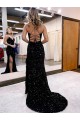 Royal Blue Sheath V-Neck Sweep Train Evening Dress York
