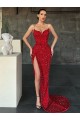 Red Sheath V-Neck Sweep Train Evening Gown / Prom Dress York