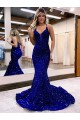 Royal Blue Mermaid V-Neck Court Train Prom Dress York