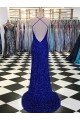 Royal Blue Sheath V-Neck Sweep Train Prom Dress / Evening Gown York