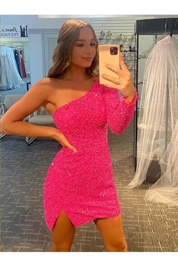 Shown Color Sheath One Shoulder Short Prom Dress / Evening Dress York