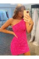 Shown Color Sheath One Shoulder Short Evening Gown York