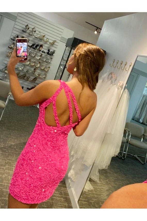 Shown Color Sheath One Shoulder Short Evening Gown York