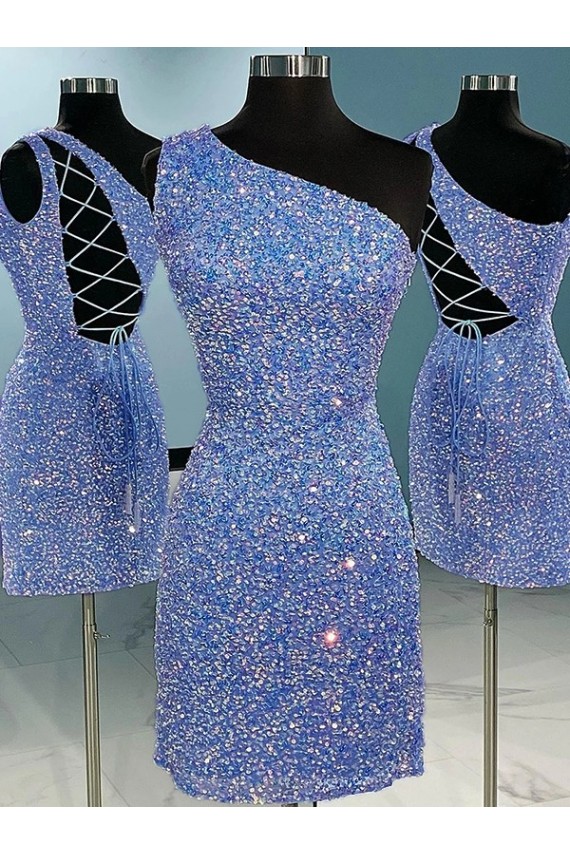 Shown Color Sheath One Shoulder Short Prom Dress York
