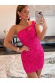 Fuchsia Sheath One Shoulder Short Prom Dresses York
