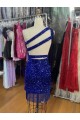 Royal Blue Sheath One Shoulder Short Homecoming Dress York