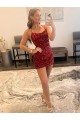 Burgundy Sheath Spaghetti Straps Short Prom Dress / Evening Gown York