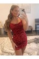 Burgundy Sheath Spaghetti Straps Short Prom Dress / Evening Gown York