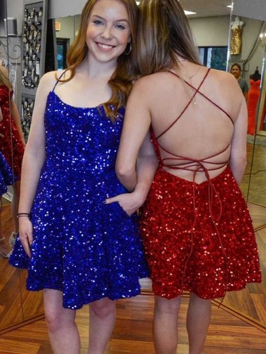 Royal Blue A-Line Spaghetti Straps Short Prom Dress York