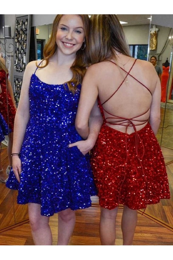 Royal Blue A-Line Spaghetti Straps Short Prom Dress York