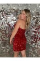 Burgundy Sheath Sweetheart Short Prom Dress York
