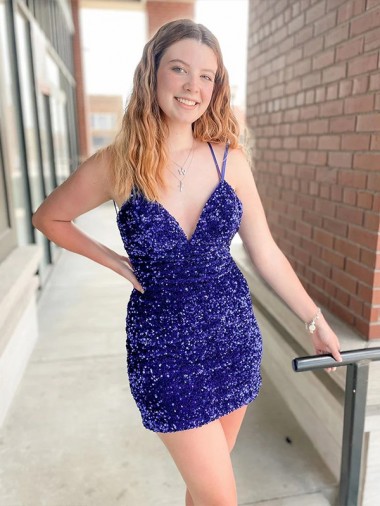 Shown Color Sheath V-Neck Short Cocktail Dress / Prom Dress York