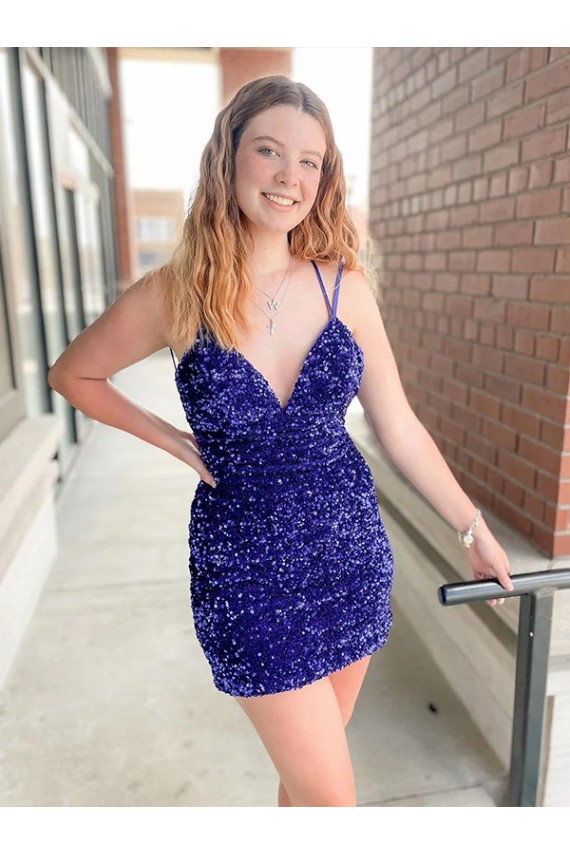 Shown Color Sheath V-Neck Short Cocktail Dress / Prom Dress York