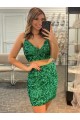 Shamrock Green Sheath V-Neck Short Formal Dress York