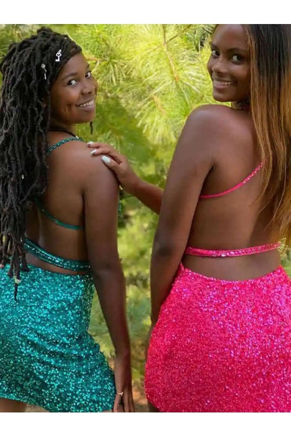 Dark Green Sheath V-Neck Short Prom Dress York