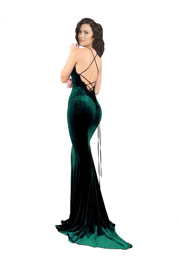Open Back Dark Green Mermaid High Neck Sweep Train Formal Evening Gown / Prom Dress / Bridesmaid Dress York
