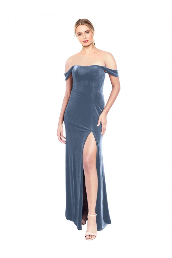 Dusty Blue A-Line Strapless Long Prom Dress / Bridesmaid Dress York