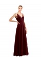 V-Back Burgundy A-Line V-Neck Long Bridesmaid Dress / Evening Dress York