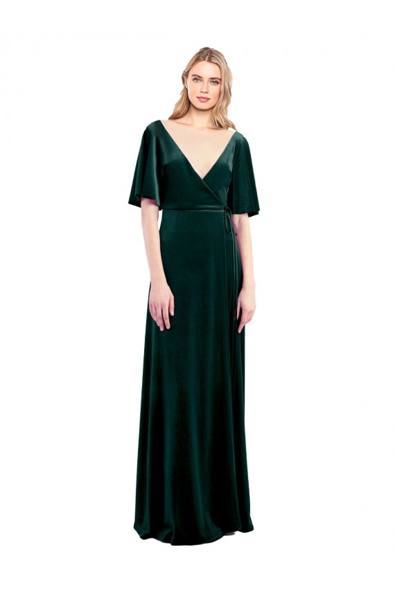 V-Back Dark Green A-Line V-Neck Long Prom Dress / Bridesmaid Dress York