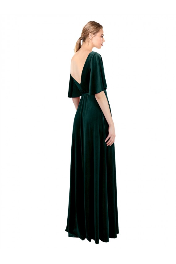 V-Back Dark Green A-Line V-Neck Long Prom Dress / Bridesmaid Dress York