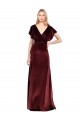 V-Back Burgundy A-Line V-Neck Long Prom Dress / Bridesmaid Dress York