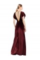 V-Back Burgundy A-Line V-Neck Long Prom Dress / Bridesmaid Dress York