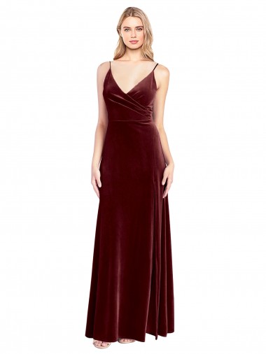 V-Back Burgundy A-Line V-Neck Long Black Tie Prom Dress / Bridesmaid Dress York