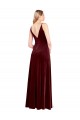 V-Back Burgundy A-Line V-Neck Long Black Tie Prom Dress / Bridesmaid Dress York