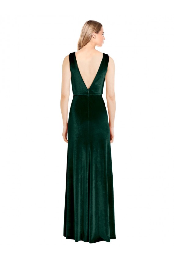 V-Back Dark Green A-Line V-Neck Long Bridesmaid Dress / Formal Dress York
