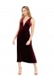 V-Back Burgundy A-Line V-Neck Midi Length Prom Dress / Bridesmaid Dress York
